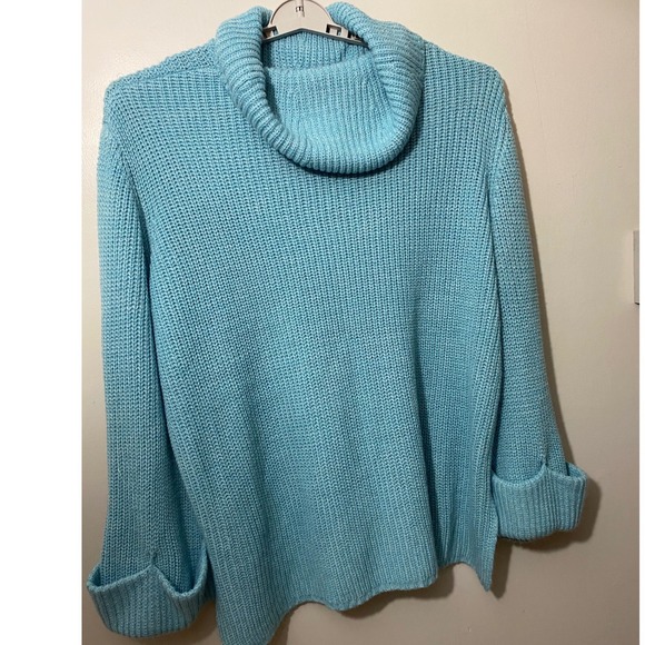 Lane Bryant Sweaters - Lane Bryant Turtleneck Sweater Womens 26/28 Blue Chunky Knit Cuffed Sleeve Cozy